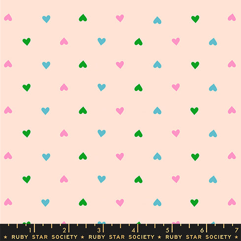 Best Day Ever Hearts in Peach Cream RS0091 18 - Ruby Star Society Sold by the Half Yard